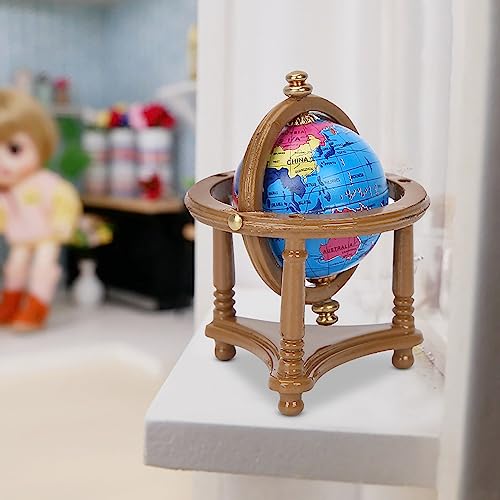 OVAQUIXI Fine Workmanship Dollhouse Mini Globe, Realistische Dollhouse Decoration Mini Globe, Geeignet für 1/12 Skala oder Puppenbesitzer (Brown) von OVAQUIXI