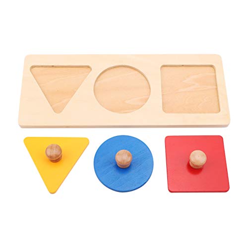 OVAQUIXI Frühkindliche Geometrische Handgreifer Rätsel für das Formlernen, für 1-4 Jahre Alt, Sicher und Langlebig Holzspielzeug (DREI-Farben-Panels) von OVAQUIXI