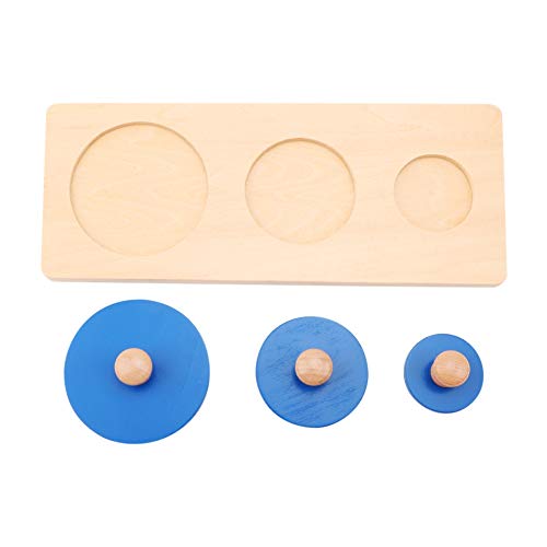 OVAQUIXI Frühkindliche Geometrische Handgreifer Rätsel für das Formlernen, für 1-4 Jahre Alt, Sicher und Langlebig Holzspielzeug (Dreikreis-Verkleidung) von OVAQUIXI