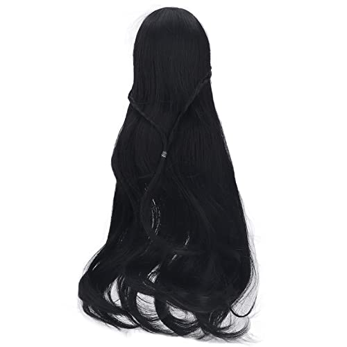 OVAQUIXI Hochtemperaturpuppe Lange Perücke Lockiges Haar für Puppen 8-9 Zoll Kopfumfang (Black) von OVAQUIXI