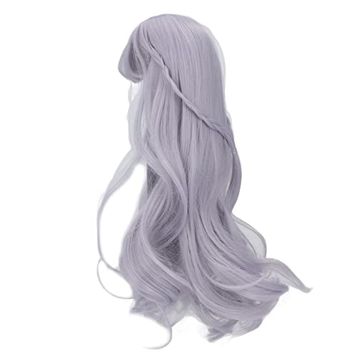 OVAQUIXI Hochtemperaturpuppe Lange Perücke Lockiges Haar für Puppen 8-9 Zoll Kopfumfang (Dunstblau) von OVAQUIXI