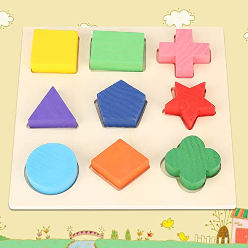 OVAQUIXI Holzgeometrieform -Stapelblock für Kinderspielzeug Lernen Frühe Bildung, Langlebige Bausteinspielzeug Zur Verbesserung des Sensorischen Bewusstseins und der Fantasie, 9pcs Geometrieformen, von OVAQUIXI