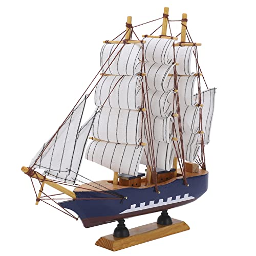OVAQUIXI Holzmodellschiff Mediterraner Vintage -Stil Langlebiges Dekor für Wohnzimmer, Schlafzimmer oder Büro Ideale Segelbegeisterte - Kiefernholzkonstruktion mit Hoher Dichte von OVAQUIXI