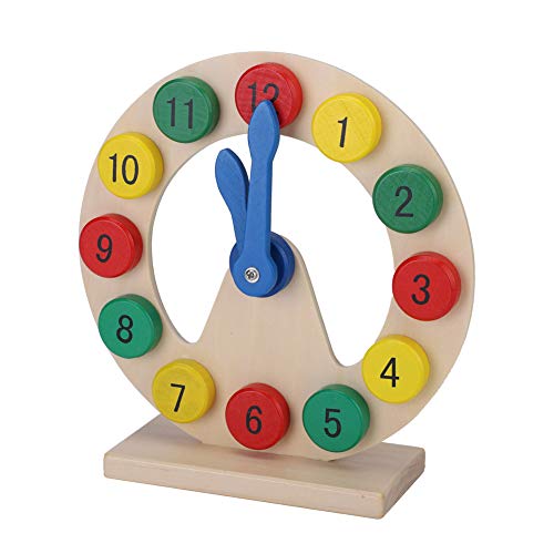 OVAQUIXI Holzuhr Spielzeug Zeitstunde Minute Zeiger Baby Hand-Auge Koordination Memory Lernspielzeug von OVAQUIXI