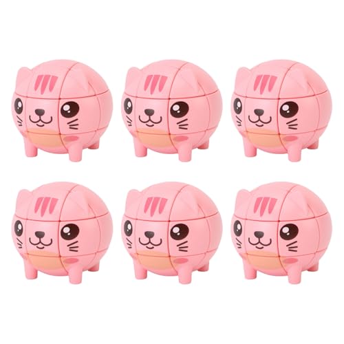 OVAQUIXI Katzenformgeschwindigkeits -Würfel -Sets, Puzzle -Würfel -Spielzeug ABS Animal Puzzle -Spiel mit 3 Schwierigkeitsgraden für Kinderpädagogische Hirnteaser (6pcs) von OVAQUIXI