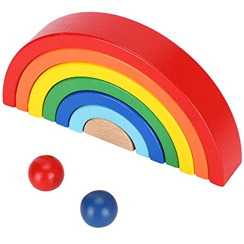 OVAQUIXI Kinderrätsel Montage Spielzeugholz Bausteine ​​Regenbogenstapler für Farberkennungslernen, Ideales für von OVAQUIXI