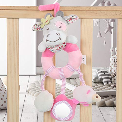OVAQUIXI Kinderspielzeug Plüsch Dogpink Hedgehog Baby Hanging Toy für Kinderwagen Kinderausbildung Soft Bell Sound Blau Pink (rosa Kuh) von OVAQUIXI