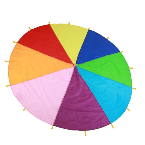 OVAQUIXI Kinderübung Regenbogen Fallschirm Multi -Color Outdoor -Spiel, Oxford Fabric Kindergarten Lehrhilfe (3 Meter / 9,84 Fuß) von OVAQUIXI
