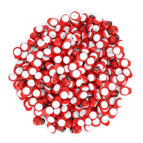 OVAQUIXI Kleine Hölzerne Marienkäfer Simulation DIY Dekoration -Accessories 300 Stcs für Schrottversorgungen Rot von OVAQUIXI