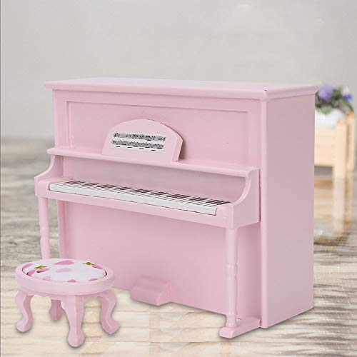 OVAQUIXI Mini Aufrechte Klaviermodell Spielzeug Langlebig für 1:12 Puppenhaus Elegantes Dekor für Kinderpuppenhaus Holzmaterial (PINK) von OVAQUIXI