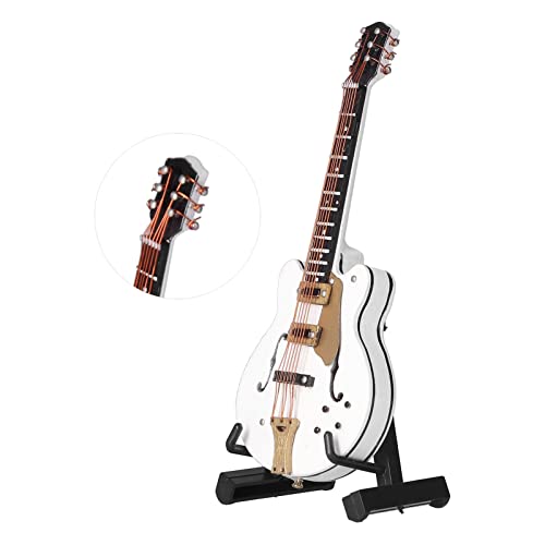 OVAQUIXI Miniaturgitarrenmodell Exquisites Weißes Musikinstrumenthandwerk Ornament für Bürodekoration, Kleine Mini -Gitarre für Musikbegeisterte und Geschenke von OVAQUIXI