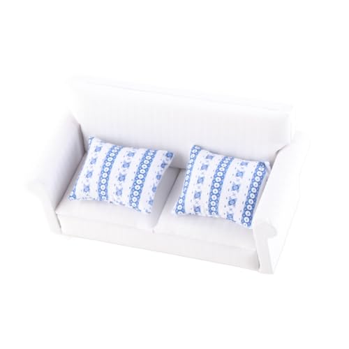 OVAQUIXI Puppenhaus -Miniatur -Sofa mit Exquisiten Kissenspiel (Doppelsofa mit Kissen) von OVAQUIXI