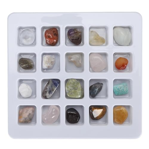 OVAQUIXI Rock Mineral Collection Kit Educational Set 20pcs Professional Rock Science Kit für, Edelsteinkristall für (Mischfarb unbestimmte Set 3) von OVAQUIXI