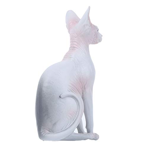 OVAQUIXI Simulation Haarloser Katzenmodell Handbemalte Exquisite Verarbeitung Schöne Dekoration für Zuhause, Büro, Desktop für Katzenmodellsammler (PL127-1563) von OVAQUIXI