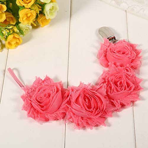 OVAQUIXI Sooth Chain Delicate Rose Flower Feeding Dummy Schnuller/Halter für Mädchen, Leicht zu Befestigen, Sicher und Hygienisch, Geeignet für Alle Lieblings -Schnuller (Rot) von OVAQUIXI