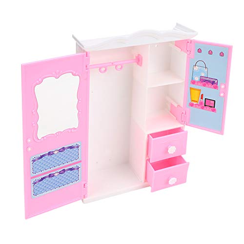 OVAQUIXI Spielen Sie House Doll Garderobe Closet Accessoires Rosa Möbel mit Exquisiter Verarbeitung für Mädchenspielzeuge von OVAQUIXI