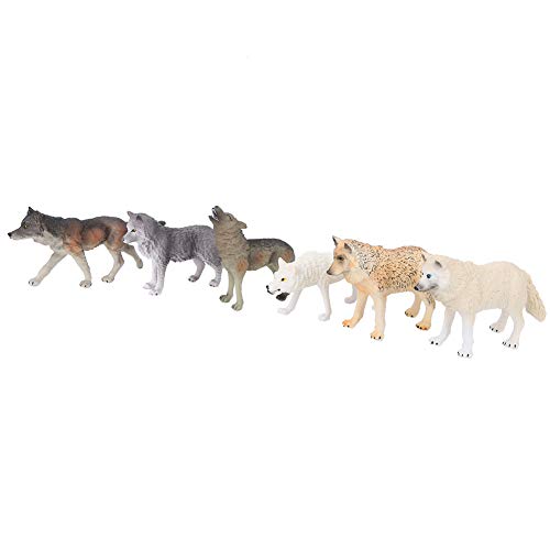 OVAQUIXI Wildlife Wolf Model Spielzeug Hochsimulierte PVC -Desktop -Dekoration Ornament für Pädagogische Wolf Figuren (Sechs Wolfset) von OVAQUIXI