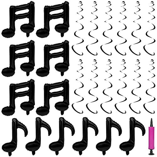 Luftballons mit Musiknoten, Mylar-Luftballons, Party-Dekorationen, schwarze Aluminiumfolie, Musikballons und hängende Wirbel, Glitzer, Musikschild, Spiralform, Musik, Themenparty, Geburtstag, Konzert, Luftballons mit Musiknoten, Mylar-Luftballons, Party-Dekorationen, schwarze Aluminiumfolie, Musikballons und hängende Wirbel, Glitzer, Musikschild, Spiralform, Musik, Themenparty, Geburtstag, Konzert, von OVBOVA