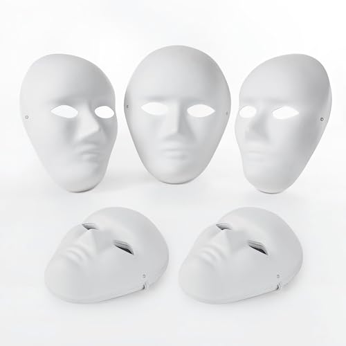 OVISEEN 10 Stück DIY Weiße Papier Maske aus Pappe zum Bemalen Weiße Maskerade-Masken Überstreichbare Papiermasken für Karneval, Cosplay, Halloween Party (9,45 x 7,28 Zoll) von OVISEEN