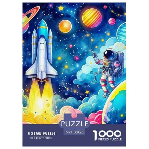 Astronaut Puzzle 1000-teilige Schwer Puzzle Spielzeug Pädagogisches Spiel Impossible Herausforderungsspielzeug Für Erwachsene Kinder 38x26cm/1000pcs von OWBASKPOZ