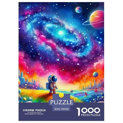 Astronaut Puzzles 1000-teilige Schwer Puzzle Spielzeug Lernspiel Impossible Herausforderungsspielzeug Für Erwachsene Kinder 70x50cm/1000pcs von OWBASKPOZ