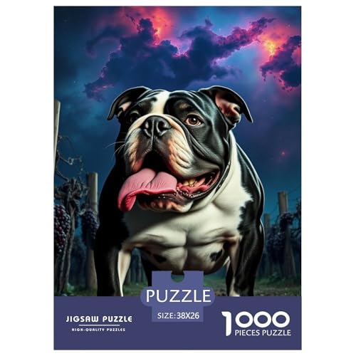Bulldogs Puzzle 1000 Teile Schwer Puzzle Spielzeug Lernspiel Impossible Haustier Hund Herausforderungsspielzeug Für Erwachsene Und Kinder Ab 14 Jahren 38x26cm/1000pcs von OWBASKPOZ