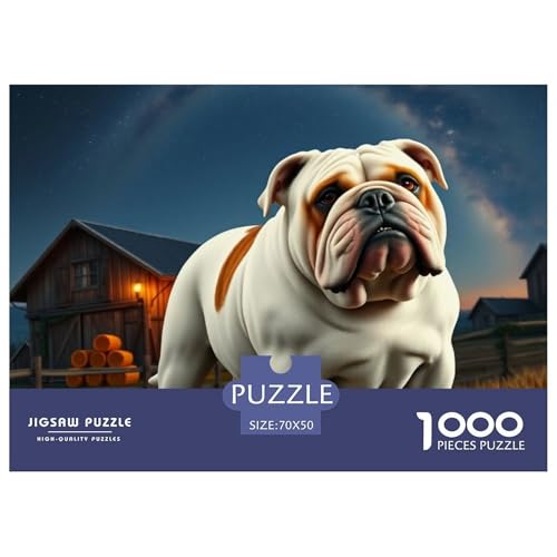 Bulldogs Puzzle 1000 Teile Schwer Puzzle Spielzeug Pädagogisches Spiel Impossible Haustier Hund Herausforderungsspielzeug Für Erwachsene Kinder 70x50cm/1000pcs von OWBASKPOZ