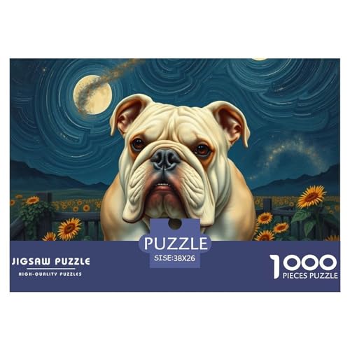 Bulldogs Puzzle 1000-teilige Schwer Puzzle Spielzeug Lernspiel Impossible Haustier Hund Herausforderung Spielzeug Für Erwachsene Kinder 38x26cm/1000pcs von OWBASKPOZ
