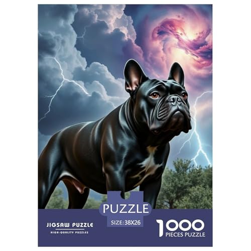 Bulldogs Puzzle 1000-teilige Schwer Puzzle Spielzeug Lernspiel Impossible Haustier Hund Herausforderungsspielzeug Für Erwachsene Und Kinder Ab 12 Jahren 38x26cm/1000pcs von OWBASKPOZ
