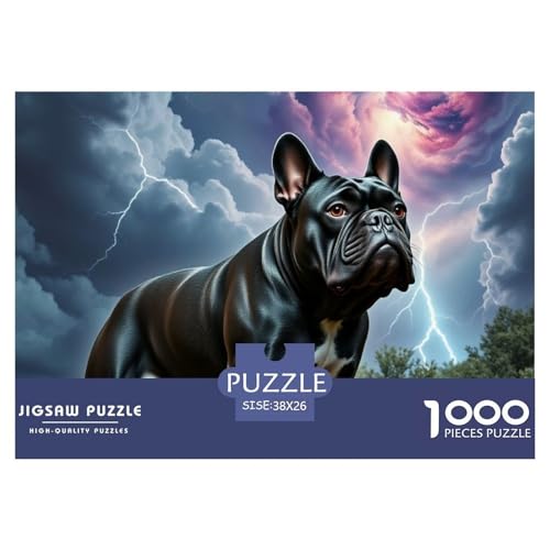 Bulldogs Puzzle 1000-teilige Schwer Puzzle Spielzeug Pädagogisches Spiel Impossible Haustier Hund Herausforderung Spielzeug Für Erwachsene Und Kinder Ab 14 Jahren 38x26cm/1000pcs von OWBASKPOZ