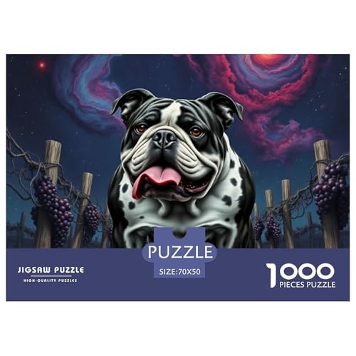 Bulldogs Puzzle 1000-teilige Schwer Puzzle Spielzeug Pädagogisches Spiel Impossible Haustier Hund Herausforderungsspielzeug Für Erwachsene Und Kinder Ab 12 Jahren 70x50cm/1000pcs von OWBASKPOZ