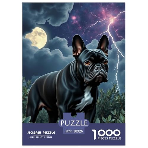 Bulldogs Puzzle 1000-teilige Schwer Puzzle Spielzeug Pädagogisches Spiel Impossible Haustier Hund Herausforderungsspielzeug Für Erwachsene Und Kinder Ab 14 Jahren 38x26cm/1000pcs von OWBASKPOZ