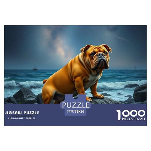 Bulldogs Puzzles 1000 Teile Schwer Puzzle Spielzeug Lernspiel Impossible Haustier Hund Herausforderung Spielzeug Für Erwachsene Kinder 38x26cm/1000pcs von OWBASKPOZ
