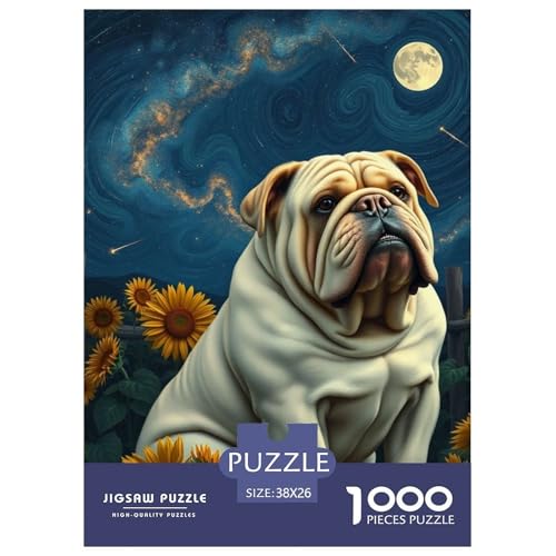Bulldogs Puzzles 1000 Teile Schwer Puzzle Spielzeug Lernspiel Impossible Haustier Hund Herausforderung Spielzeug Für Erwachsene Und Kinder Ab 12 Jahren 38x26cm/1000pcs von OWBASKPOZ
