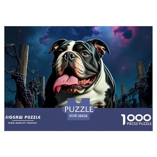 Bulldogs Puzzles 1000 Teile Schwer Puzzle Spielzeug Lernspiel Impossible Haustier Hund Herausforderung Spielzeug Für Erwachsene Und Kinder in Bewährter 38x26cm/1000pcs von OWBASKPOZ