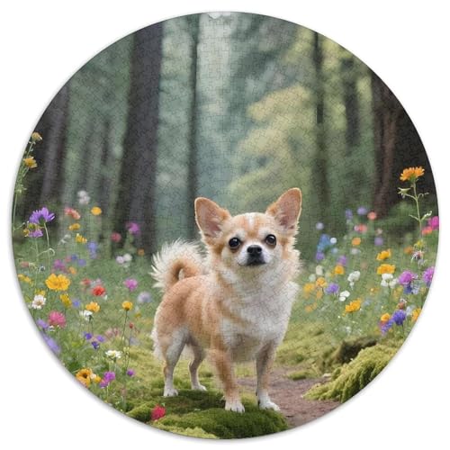 Chihuahua1000 Puzzle Adult Sophisticated Round Puzzles Haustier HundPieces Jigsaw Toy for Adults & Children1000pcs (67.5x67.5cm) von OWBASKPOZ