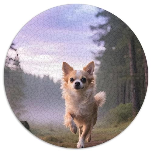 Chihuahua1000 Teile Rund Puzzles Für Erwachsene Und Kinder Haustier HundPuzzle Stressabbau - Spielzeug1000pcs (67.5x67.5cm) von OWBASKPOZ