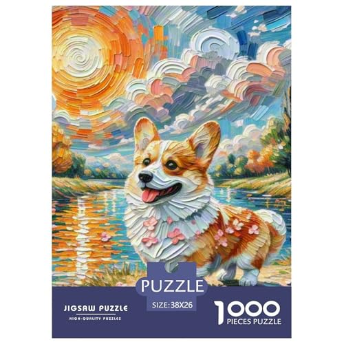 Corgi Puzzle 1000 Teile Schwer Puzzle Spielzeug Lernspiel Impossible Haustierhund Herausforderung Spielzeug Für Erwachsene Und Kinder Ab 14 Jahren 38x26cm/1000pcs von OWBASKPOZ