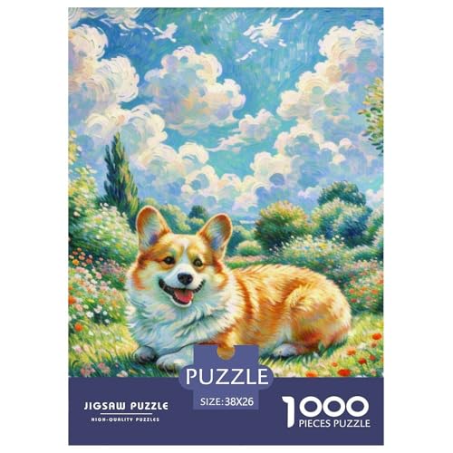Corgi Puzzle 1000 Teile Schwer Puzzle Spielzeug Pädagogisches Spiel Impossible Haustierhund Herausforderungsspielzeug Für Erwachsene Kinder 38x26cm/1000pcs von OWBASKPOZ