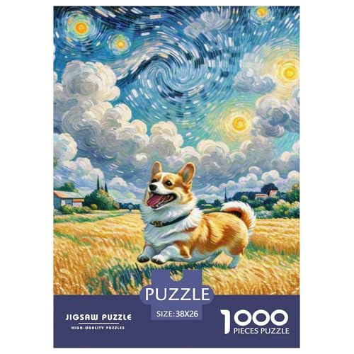 Corgi Puzzle 1000-teilige Schwer Puzzle Spielzeug Lernspiel Impossible Haustierhund Herausforderung Spielzeug Für Erwachsene Und Kinder in Bewährter 38x26cm/1000pcs von OWBASKPOZ