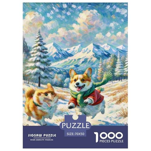 Corgi Puzzle 1000-teilige Schwer Puzzle Spielzeug Pädagogisches Spiel Impossible Haustierhund Herausforderungsspielzeug Für Erwachsene Kinder 70x50cm/1000pcs von OWBASKPOZ