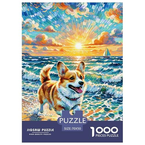 Corgi Puzzles 1000 Teile Schwer Puzzle Spielzeug Pädagogisches Spiel Impossible Haustierhund Herausforderungsspielzeug Für Erwachsene Kinder 70x50cm/1000pcs von OWBASKPOZ