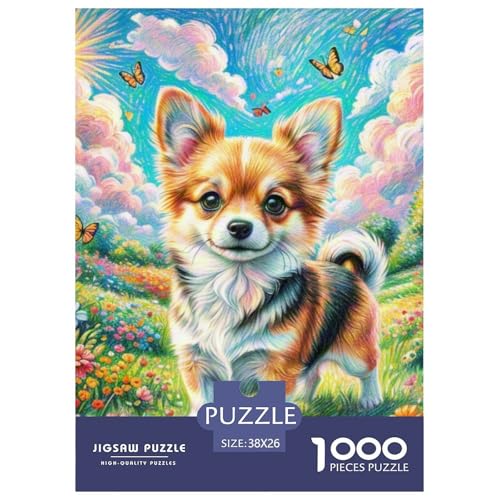 Corgi Puzzles 1000-teilige Schwer Puzzle Spielzeug Lernspiel Impossible Haustierhund Herausforderungsspielzeug Für Erwachsene Kinder 38x26cm/1000pcs von OWBASKPOZ