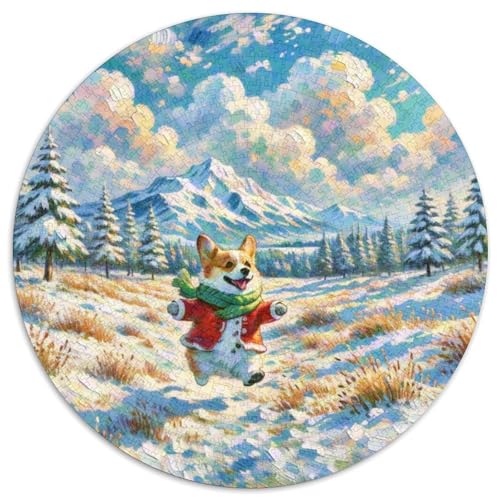 CorgiRundes Puzzle Rund,Puzzles 1000 Teile Haustierhundfür Kreative Erwachsene Und KinderPuzzl Stressfreisetzung Spielzeug1000pcs (67.5x67.5cm) von OWBASKPOZ