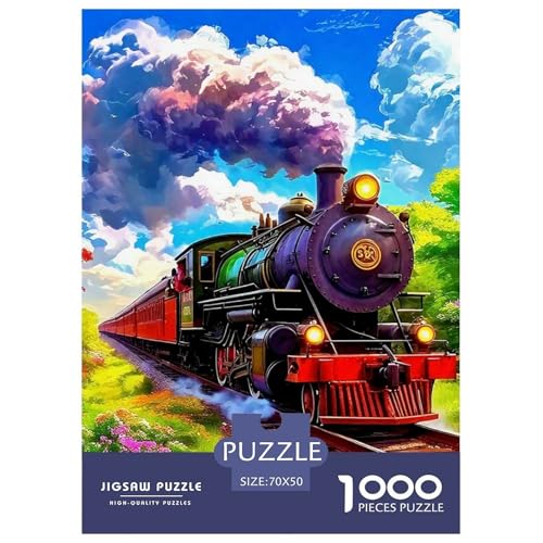 Dampfzug Puzzle 1000 Teile Schwer Puzzle Spielzeug Pädagogisches Spiel Impossible Herausforderungsspielzeug Für Erwachsene Kinder 70x50cm/1000pcs von OWBASKPOZ