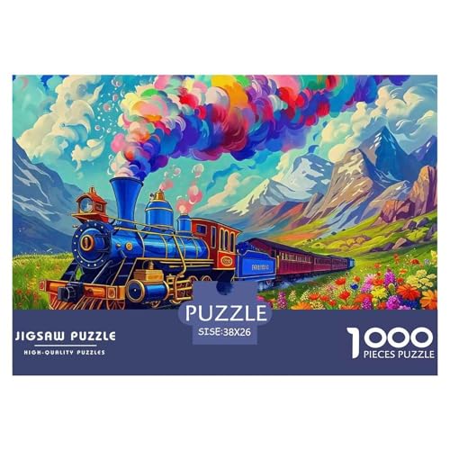 Dampfzug Puzzle 1000-teilige Schwer Puzzle Spielzeug Lernspiel Impossible Herausforderung Spielzeug Für Erwachsene Und Kinder in Bewährter 38x26cm/1000pcs von OWBASKPOZ