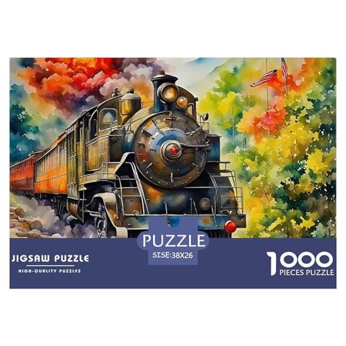 Dampfzug Puzzle 1000-teilige Schwer Puzzle Spielzeug Pädagogisches Spiel Impossible Herausforderungsspielzeug Für Erwachsene Kinder 38x26cm/1000pcs von OWBASKPOZ