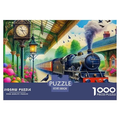 Dampfzug Puzzle 1000-teilige Schwer Puzzle Spielzeug Pädagogisches Spiel Impossible Herausforderungsspielzeug Für Erwachsene Kinder 38x26cm/1000pcs von OWBASKPOZ