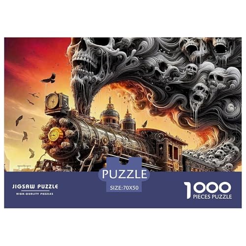 Dampfzug Puzzles 1000 Teile Schwer Puzzle Spielzeug Lernspiel Impossible Herausforderung Spielzeug Für Erwachsene Und Kinder Ab 12 Jahren 70x50cm/1000pcs von OWBASKPOZ