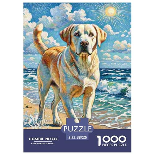 Der Labrador Retriever Puzzle 1000 Teile Schwer Puzzle Spielzeug Lernspiel Impossible Haustierhund Herausforderungsspielzeug Für Erwachsene Kinder 38x26cm/1000pcs von OWBASKPOZ